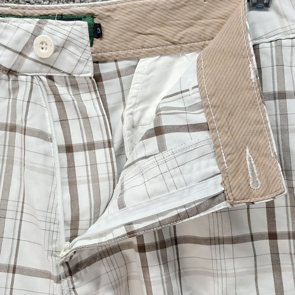 O'Neill Mens Plaid Hybrid Shorts Cream Brown Size 40 Casual Beachwear
